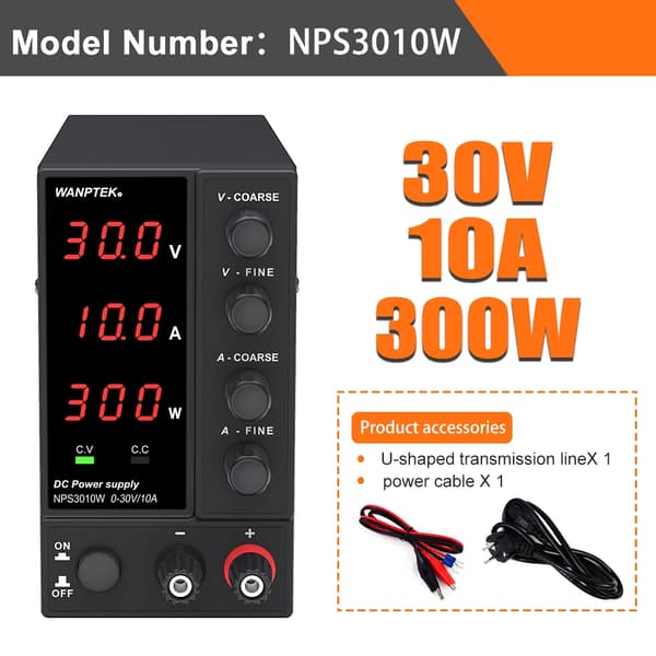 Laboratorie DC-strömförsörjning, 32V utgång, 10A ström,NPS3010W 30V 10A