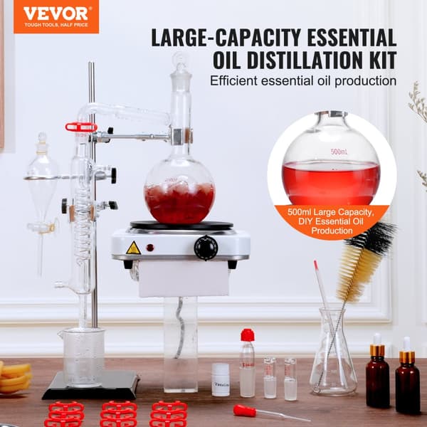 Essential Oil Distillation Kit, 500 ml/2 L kapacitet, 3.3 boro glasutrustning,500 ml