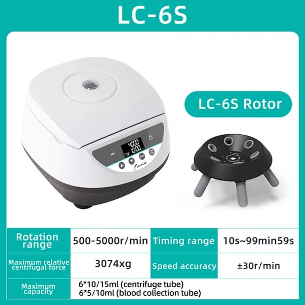Sentrifugikone, digitaalinen ohjaus, useita putkikokoja, LC-6S, EU-pistoke