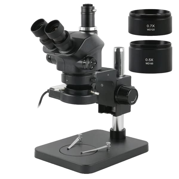 Stereo mikroskooppi, 7X-50X zoom, trinokulaarinen katselu, 0,7x 0,5x kanssa