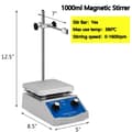 Pikkukuva 2 / 2: Sähkömagneettinen sekoitin, 1000ML tilavuus, kuumalevy, 1000ml 0-1600 rpm