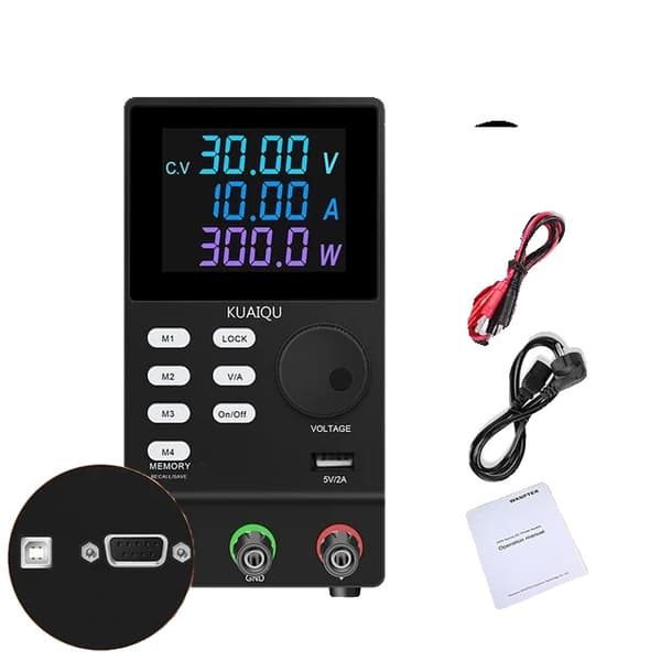 Laboratorion tasavirtalähde, säädettävä jännite, säädelty virta, RS232 30V10A, 220V
