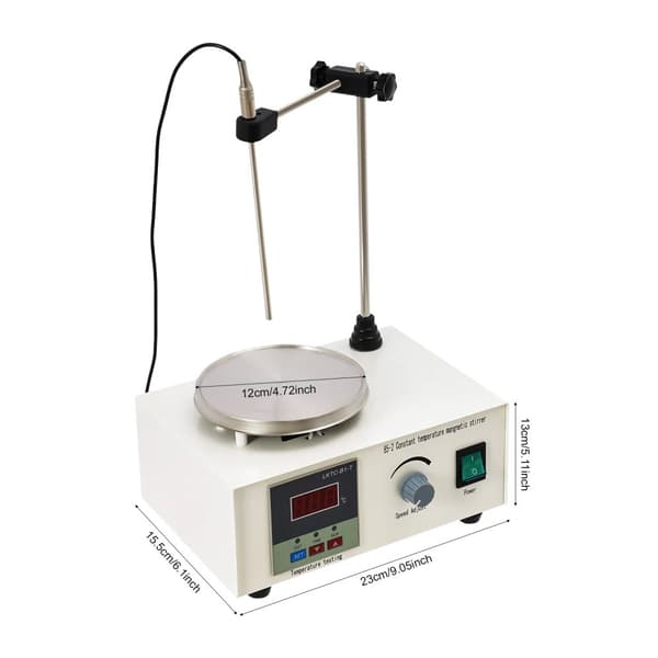 Magnetisk Rører, Justerbar Hastighedskontrol, Temperaturinterval 0-99℃, 250W Opvarmningskraft,EU, Hvid