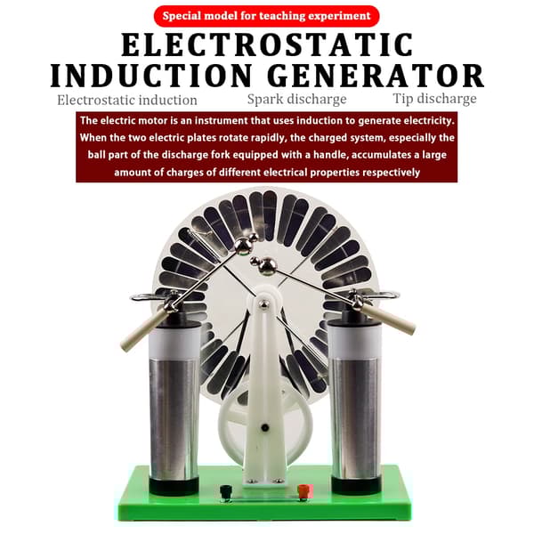 Statisk Elektricitetsgenerator, Elektrostatisk Induktionsgenerator, Undervisningseksperimentudstyr, Manuel Betjening,grøn