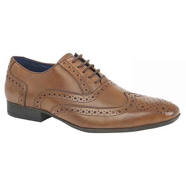 Route 21 Mens 5 Eye Brogue Oxford Shoes Tan 10 UK