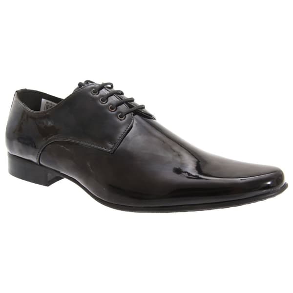 Goor Mens Patent Leather Lace-Up Chisel Toe Gibson Dress Shoes Black Patent 7 UK