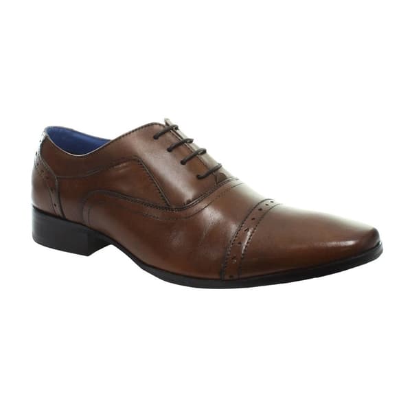 Roamers Mens 4 Eyelet Punched Cap Läder Oxford skor