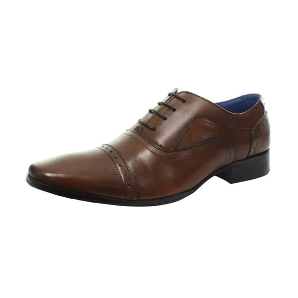 Roamers Mens 4 Eyelet Punched Cap Läder Oxford skor