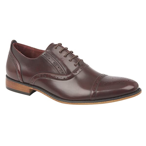 Goor Mens Capped Lace Oxford Brogue Shoes Oxblood 7 UK