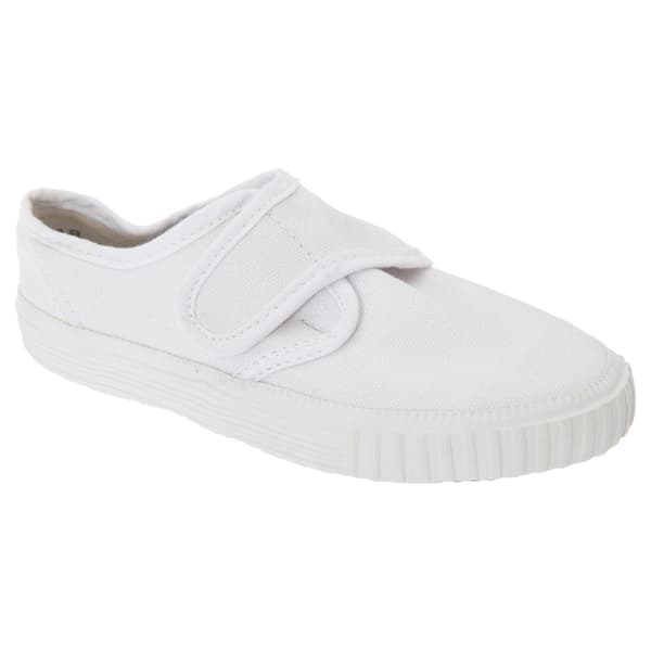 Dek Børn Unisex Junior Touch Fastening White Canvas Plimsolls til børn White 4 UK