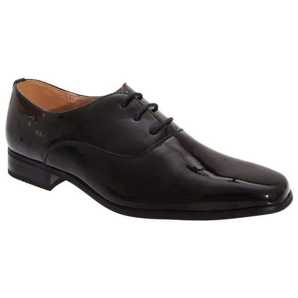 Goor Older Boys Patent Leather Lace-Up Oxford Tie Dress Shoes Black Patent 3 UK