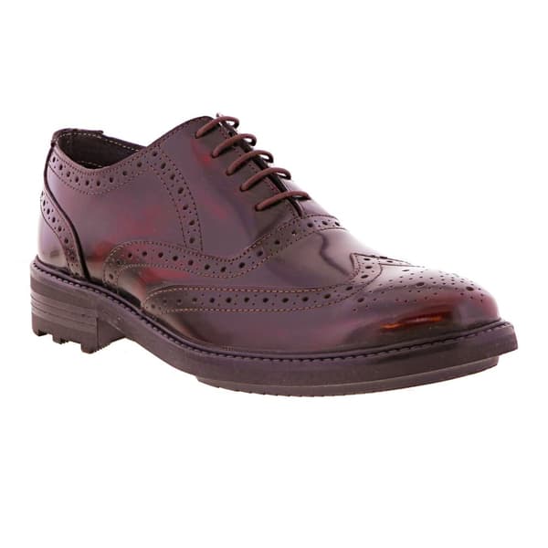 Roamers Mens 5 Eyelet Brogue Oxford Leather Shoes Oxblood 9 UK
