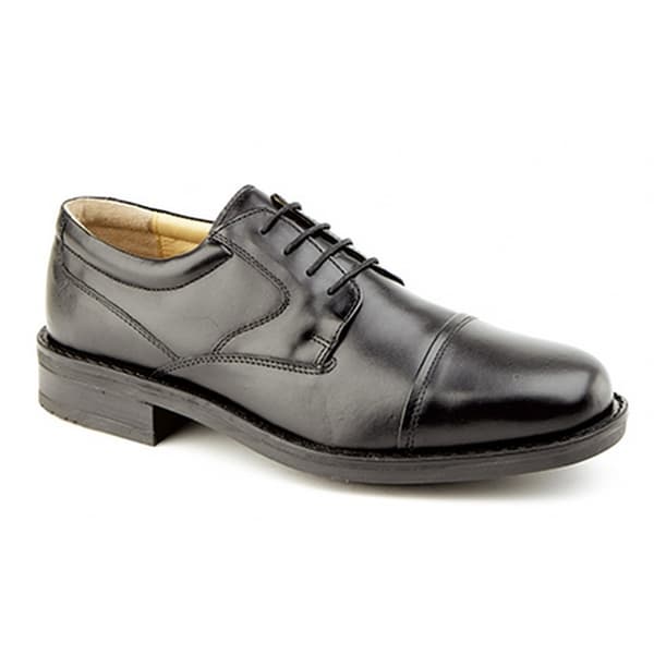 Roamers Mens Plain Leather Capped Gibson Formal Shoes Black 7 UK