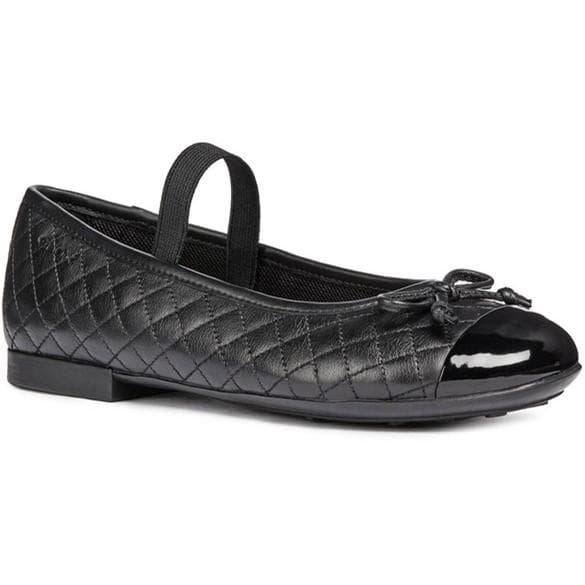 Geox Girls Bow Leather School Shoes Black 11 UK Child