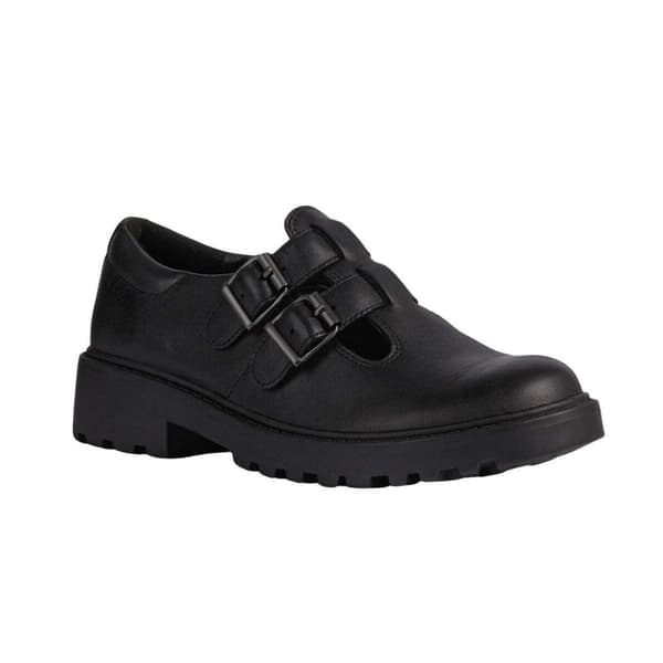 Geox Girls Casey Ballerina Leather School Shoes Black 10 UK Child