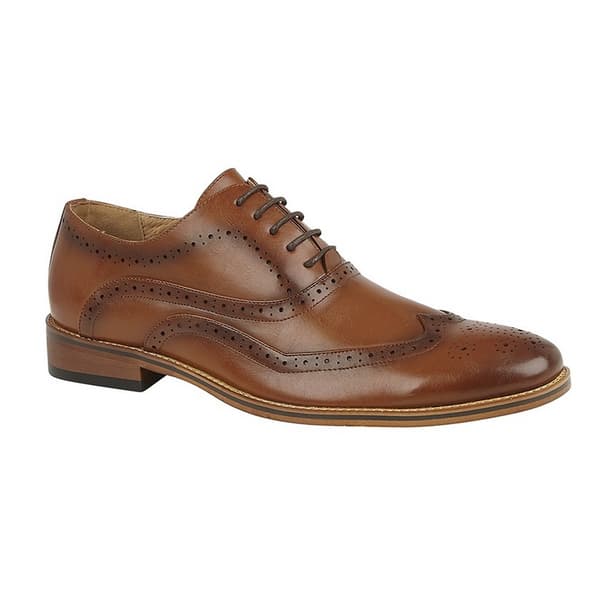 Goor Mens Leather Lined Brogues Dark Tan 8 UK