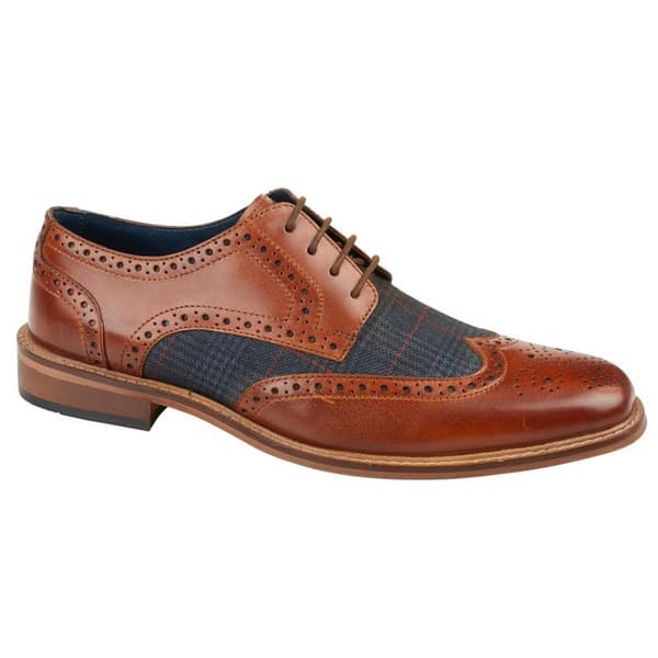 Roamers Herrbrogues i rutigt läder
