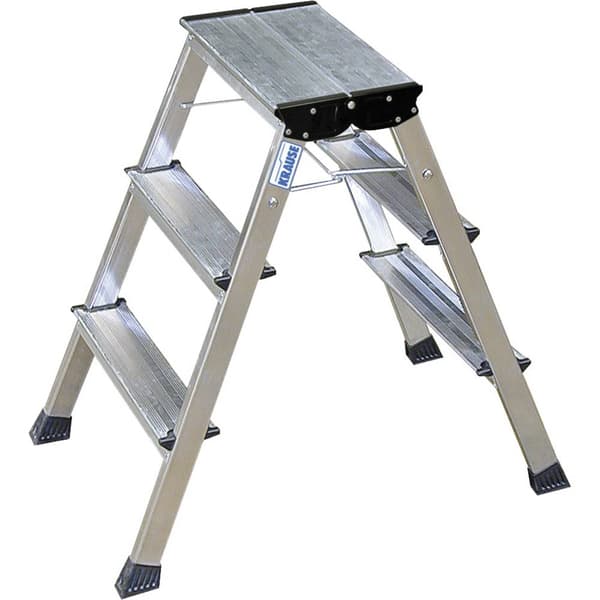 Dubbel trappstege i aluminium med hjul Krause (130068) Silver