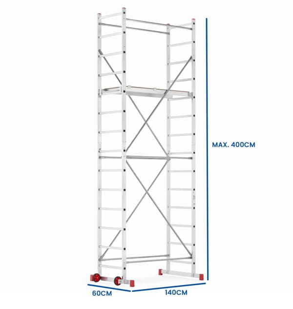 Professionelt 5m Aluminium Rullescaffold med Anti-Slip Platform, TÜV Certificeret