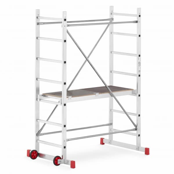 Industriel rulle stillads - holdbart aluminium, TÜV-certificeret, 150 kg kapacitet, 5 m arbejdshøjde