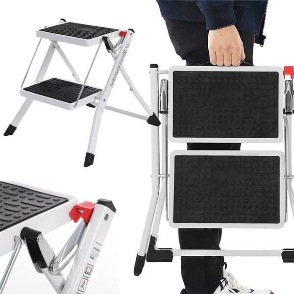 Stige 2-trins foldestige til hjemmegarage Stålplatform 150 kg