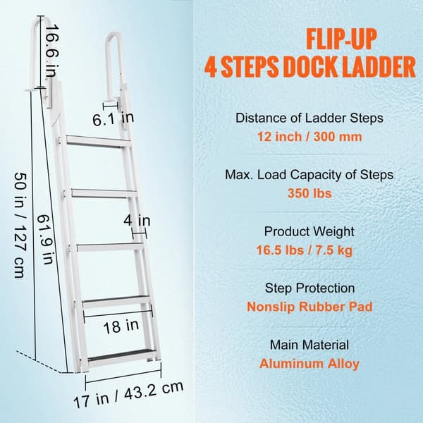 Dockstege, 4 steg, 350 lbs belastningskapacitet,5 Steg