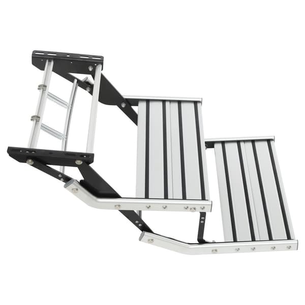 Aluminium Förlängningsbara Sidosteg, 2-stegsdesign, 200 kg Kapacitet, Bärbar och Kompakt,Silver
