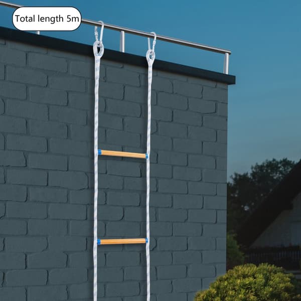 Eldfast Räddningsstege, 5m Rep Längd, 120kg Belastningskapacitet