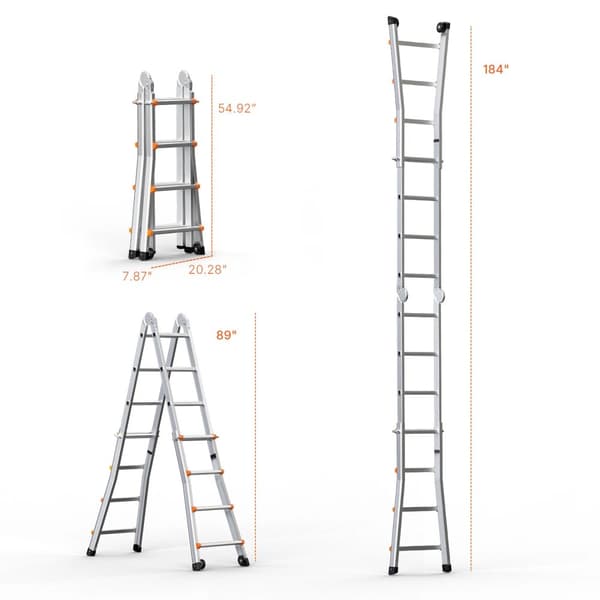 Teleskopstege, A-ramdesign, Lättviktsaluminium,4.5m