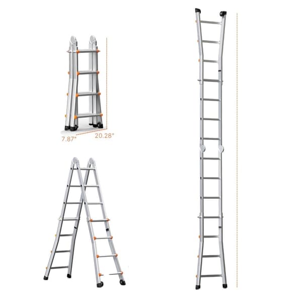 Teleskopstege, A-ramdesign, Lättviktsaluminium,4.5m