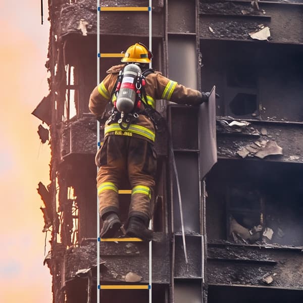 Brandstige, 12 m længde, 200 kg belastningskapacitet, vandtæt materiale