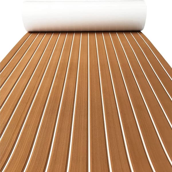 EVA Båd Gulvbelægning, Non-Skid Design, Nem Installation, Vandtæt Materiale,Brun hvid