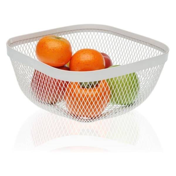 Fruktskål Metall Stål (26,5 x 12,5 x 26,5 cm) - Vit