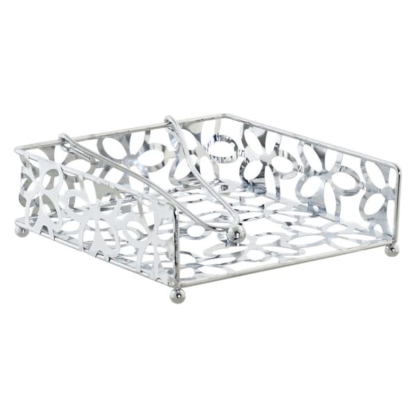 Servetthållare DKD Home Decor Marguerite Silvrig Metall Plast 18 x 19 x 6 cm