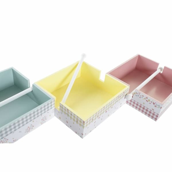 Servetthållare DKD Home Decor Vichy Sweet Metall Aluminium Trä MDF 22 x 18 x 6 cm (3 antal)
