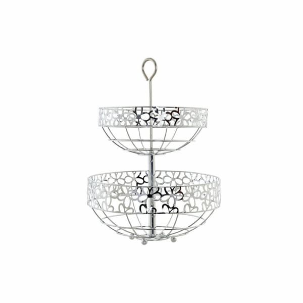 Hedelmäkulho DKD Home Decor Hopea Metalli Gėlės (28 x 28 x 39 cm)