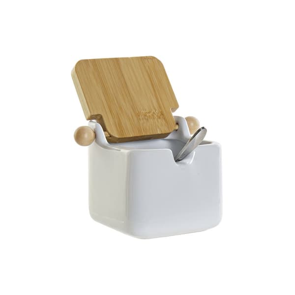 Sokeriastia DKD Home Decor Valkoinen Perus Bambu Dolomite (10,5 x 8 x 8 cm)