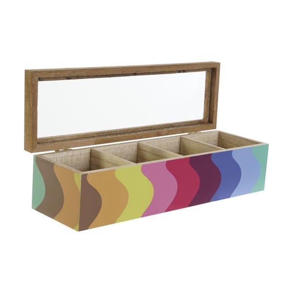 Æske til infusioner DKD Home Decor Hvid Multifarvet Træ MDF (4 enheder)