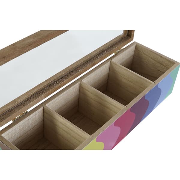Æske til infusioner DKD Home Decor Hvid Multifarvet Træ MDF (4 enheder)