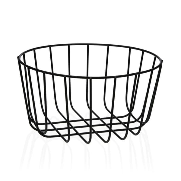 Fruktskål Versa Svart Metall Keramik Stål 26 x 13 x 26 cm