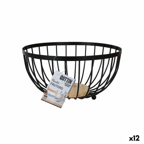 Fruktskål Confortime Rustic Svart 25 x 25 x 13 cm 390 cm (12 antal)