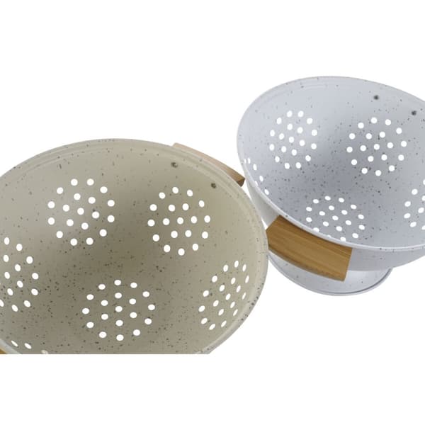Torkställ Home ESPRIT Vit Beige Bambu Rostfritt stål 30 x 24,5 x 14 cm (2 antal)