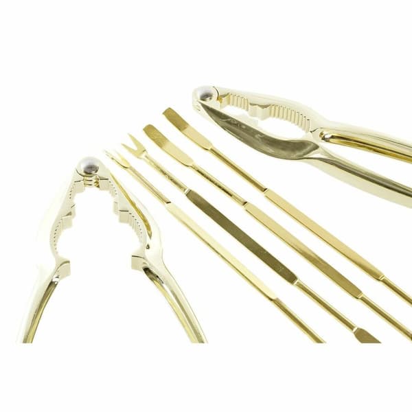Seafood Set DKD Home Decor Gyllene Rostfritt stål 8 Delar 3 x 3 x 15 cm