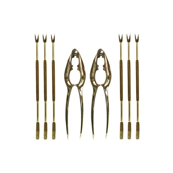 Seafood Set DKD Home Decor Gyllene Rostfritt stål 8 Delar 3 x 3 x 15 cm