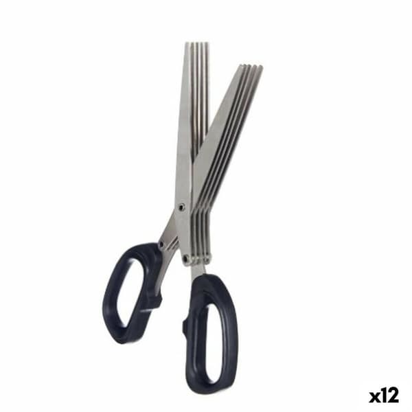 Keittiösakset Kinvara KT11-5661D Musta Hopeinen Metalli 7 x 18,5 x 1,7 cm (12 osaa)