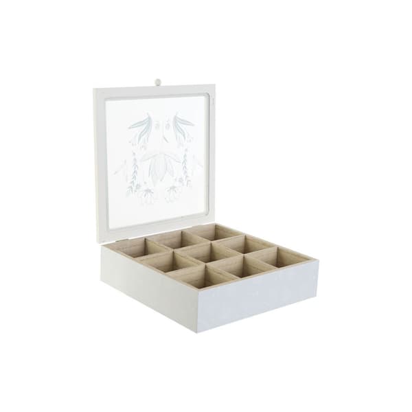 Låda för örtte DKD Home Decor Blå Vit Grön Lila Metall Glas Trä MDF (3 antal)