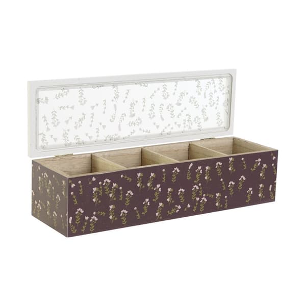 Æske til infusioner DKD Home Decor Grøn Sennep Mørkebrun Krystal Træ MDF (4 enheder)