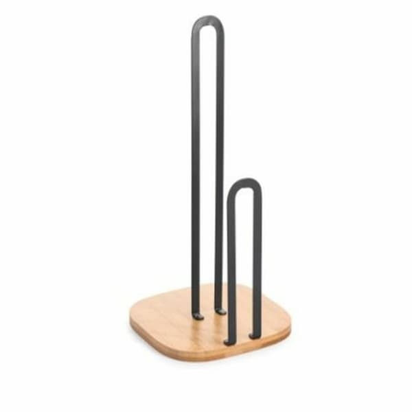 Hushållspappershållare DKD Home Decor 16 x 16 x 31,3 cm Naturell Svart Stål
