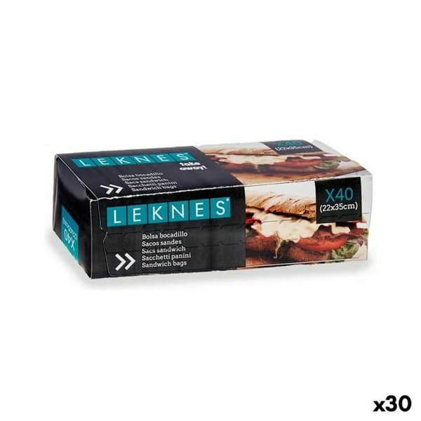 Set med återanvändningsbara livsmedelspåsar 22 x 35 cm Polyetylen (30 antal)