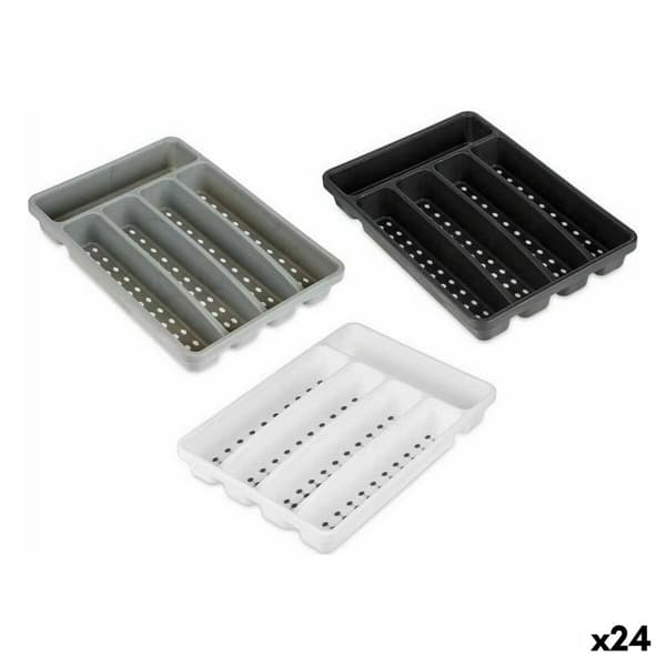 Bestikholder Kinvara CN19128-1 Hvid Sort polypropylen 22,5 x 4,5 x 32 cm (24 enheder)